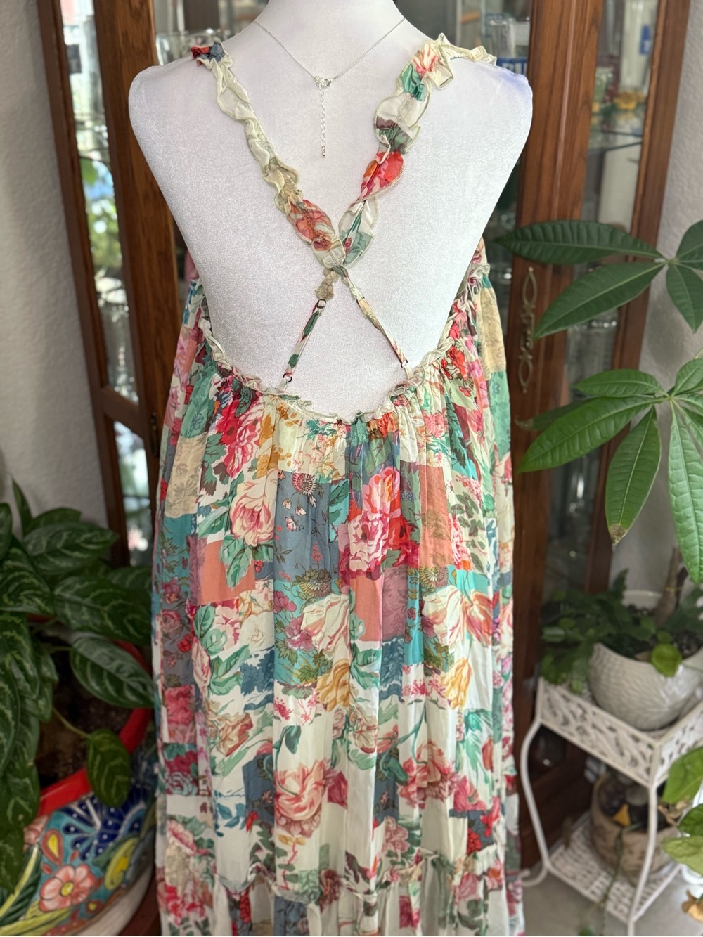 Anthropologie Chiffon Shift Patchwork Midi  Dress - Picture 6 of 9